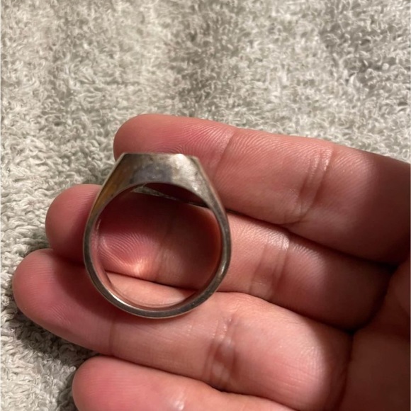 Sterling silver with malachite ring size 10/11 - Picture 3 of 3